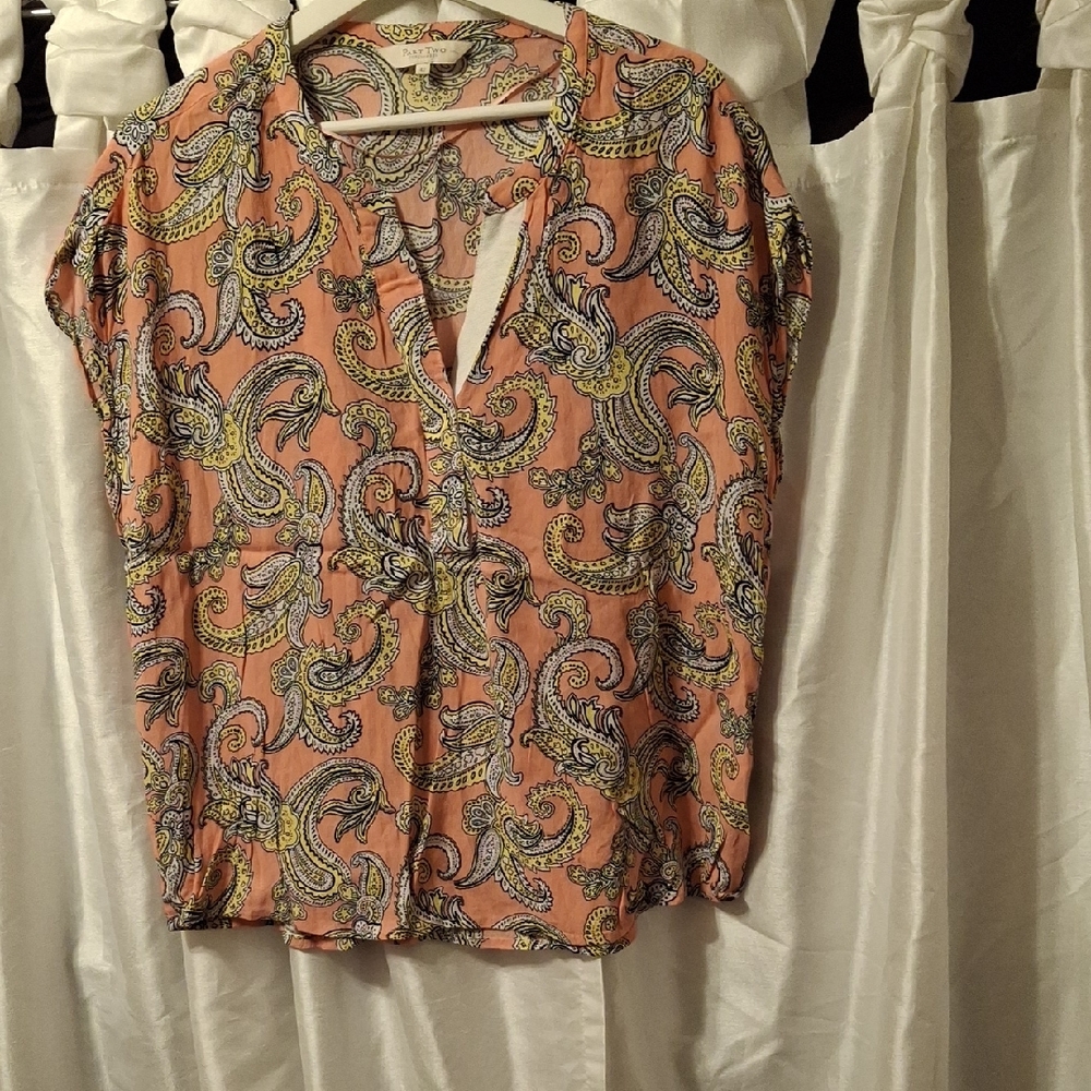 Part Two Elegant Paisley Women's Blouse in Peach and Yellow 42